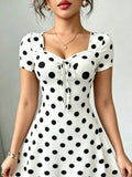 european and american polka dot french chic bodycon mini dress