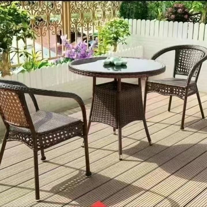 Three-piece rattan chair set casual tea table courtyard rattan outdoor table and chairs balcony tea table and chairs balcony casual table and chairs