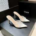 Yx open-toe pointed-toe mesh rhinestone sexy thong sandals women's 2026 summer outdoor elegant stiletto high heel sandals