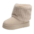 fall/winter new arrival: women's chunky platform ankle boots - plush fleece lined, european & american style, plus size available, perfect for cross-border e-commerce