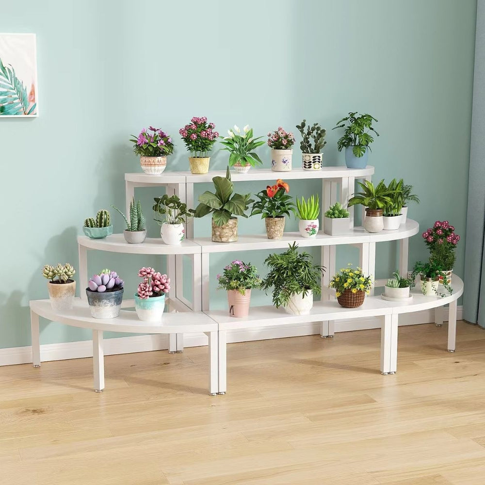 Solid wood corner flower shelf, multi-layered indoor space-saving floor-standing balcony wooden plant flower pot rack storage