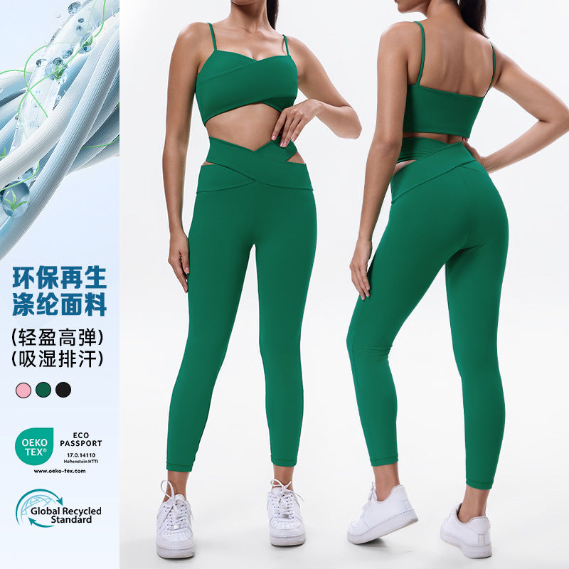 New eco-friendly fabric yoga top for women, suitable for running and pilates. features built-in bra pads, a premium feel, and is perfect for fitness and workouts