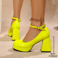 Thick heel 9cmplus sizemary jane high heels lolita high heels small leather shoes petitesflatsinner heightening sweet and cool