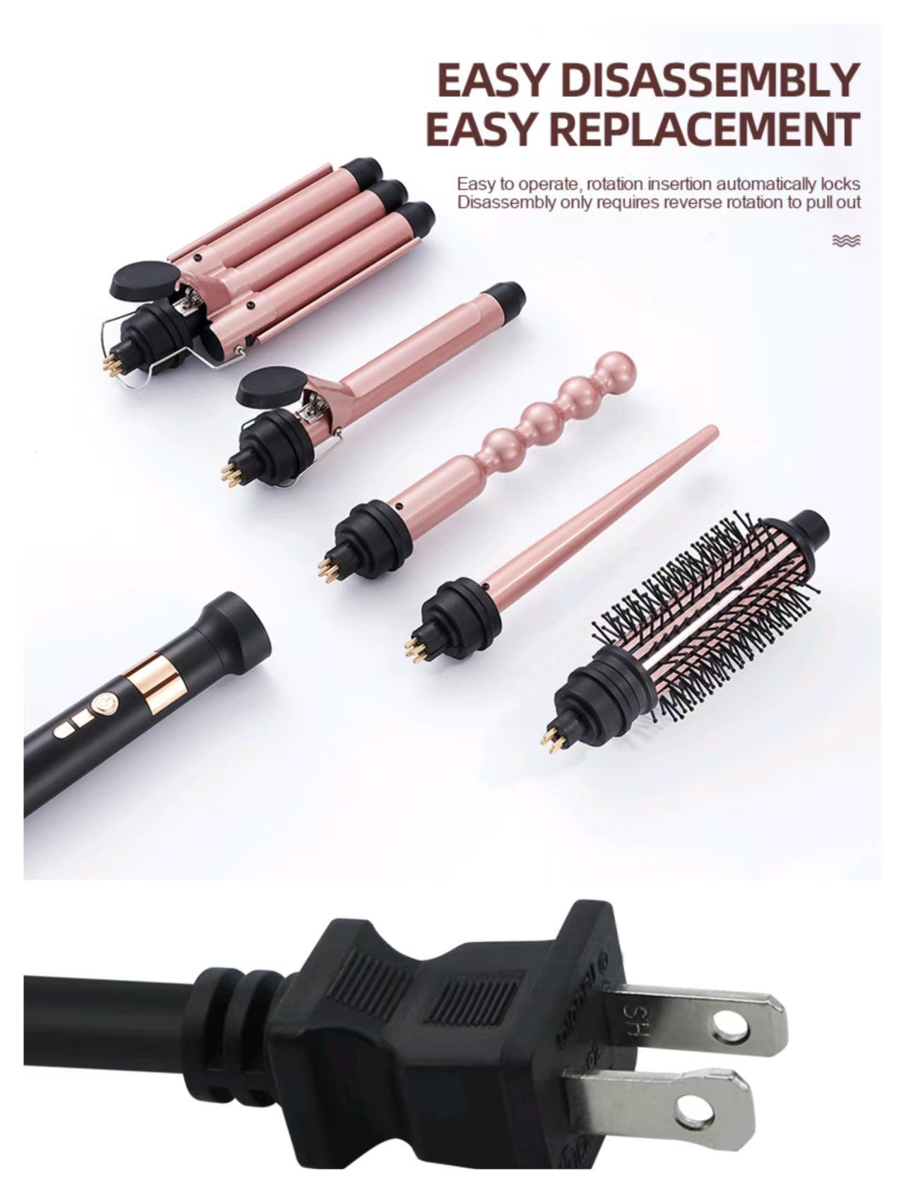Cross-border new multi-functional five-in-one curling iron, replaceable hair curler, egg roll, wool curling cone tube, curling hair artifact