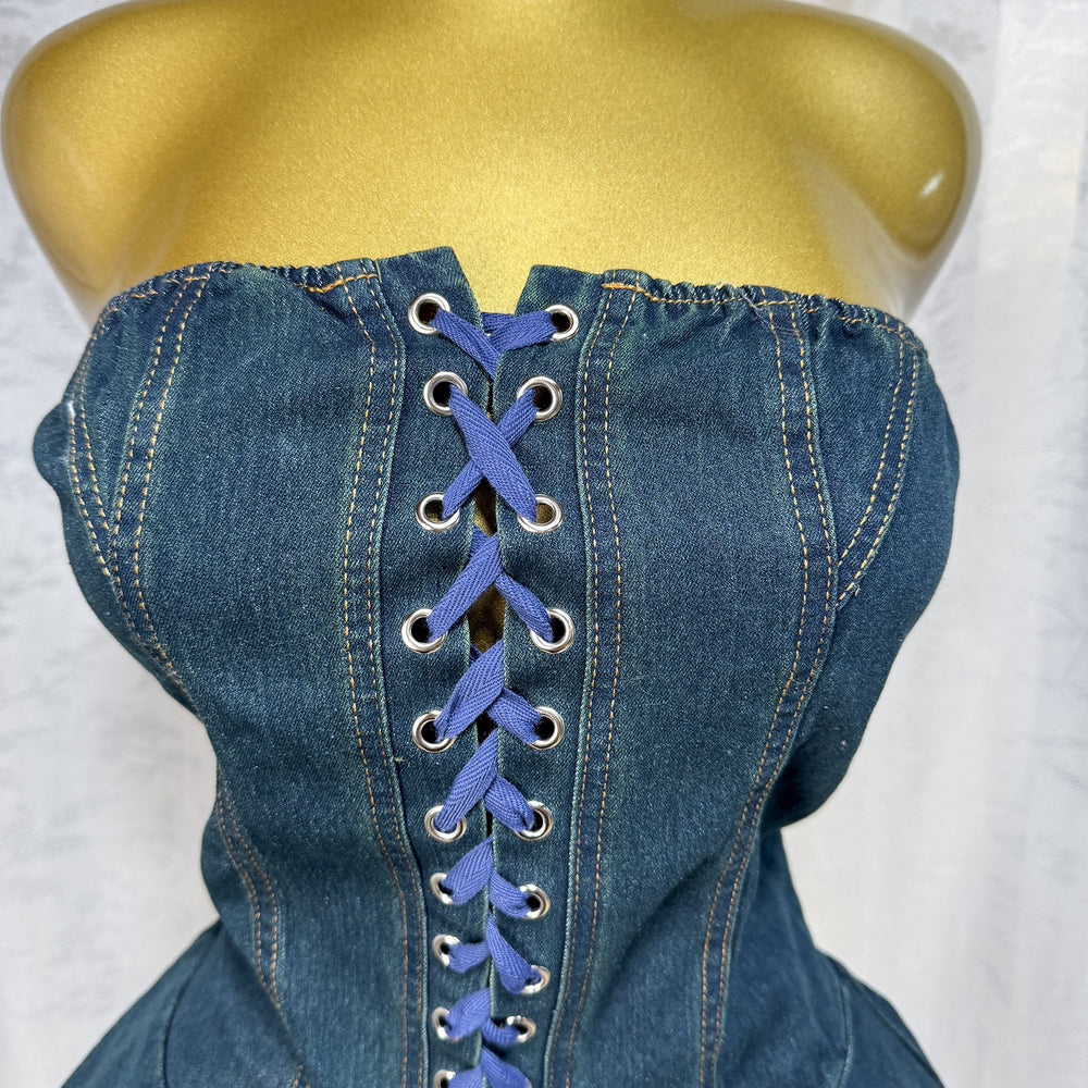 summer new european and american sexy fashion bandeau denim jumpsuit with straps and wide leg shorts for women