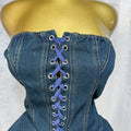 summer new european and american sexy fashion bandeau denim jumpsuit with straps and wide leg shorts for women