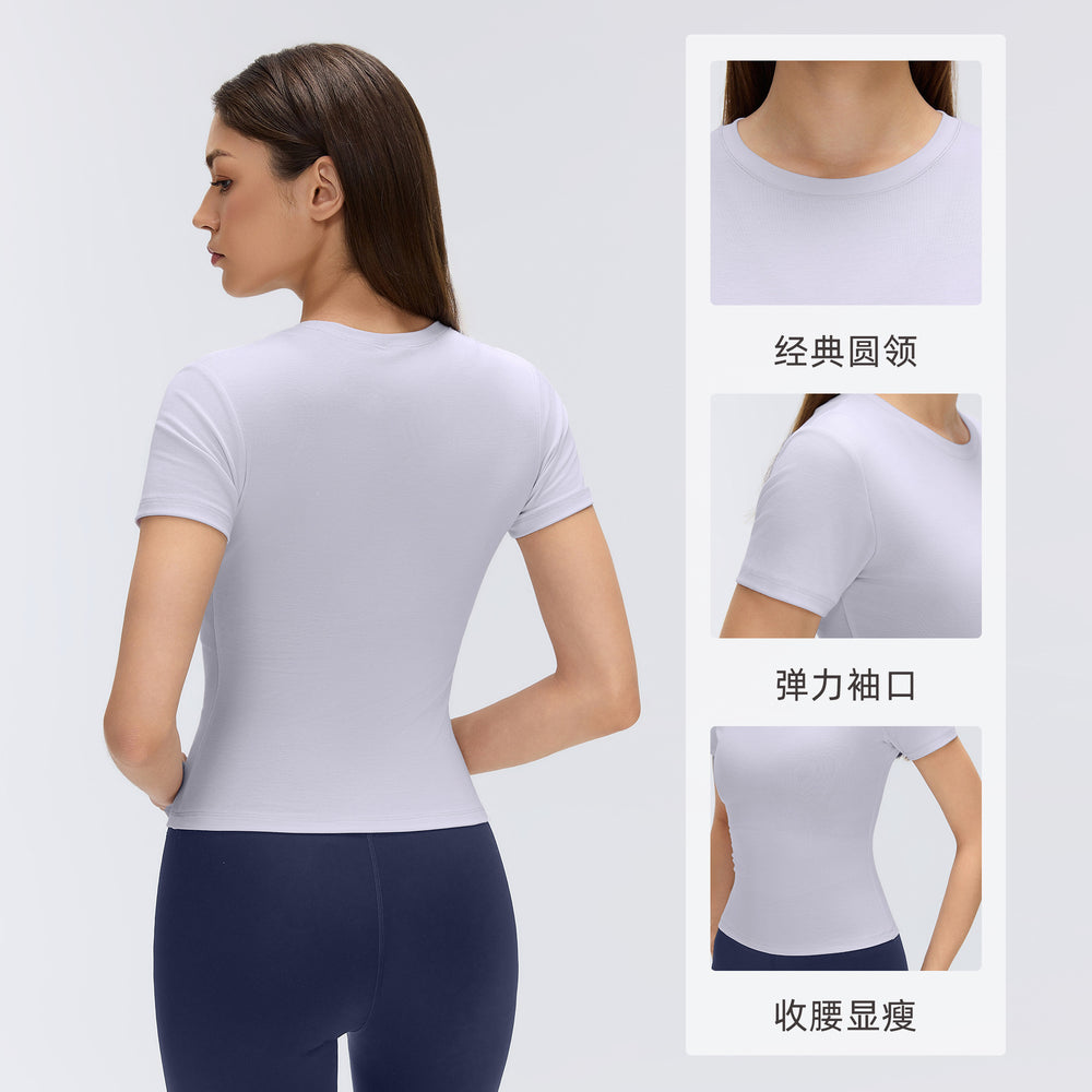 Women's summer quick-dry breathable yoga top - short sleeve crew neck casual running sports fitness t-shirt (model d26080)