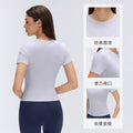 Women's summer quick-dry breathable yoga top - short sleeve crew neck casual running sports fitness t-shirt (model d26080)