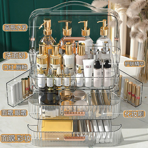 Multi-layer cosmetic storage box, transparent, high-grade, large-capacity dust-proof storage box, skin care product mask, lipstick storage.