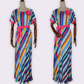supply   colorful striped belt * floral chest african plus size women's dress
