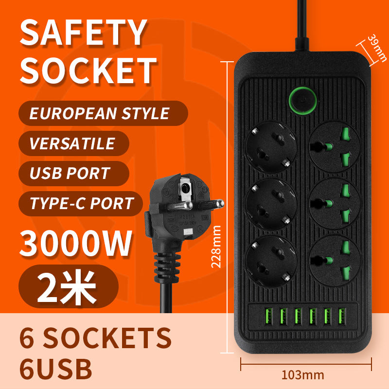 European power strip, european standard wiring, russian, german, korean round european standard switch, for home socket, multiple usb