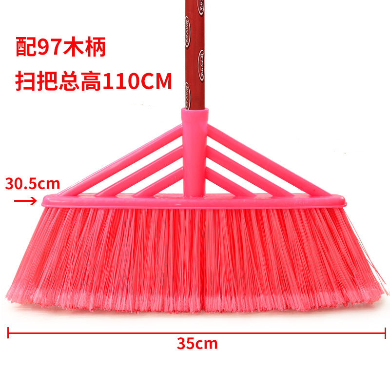 Shuanglong open wire hard hair plastic broom single household sanitation sweeping water outdoor broom head wholesale school factory