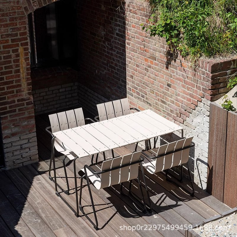 Aluminum alloy outdoor table and chair combination courtyard open-air Internet celebrity leisure table and chair milk tea shop homestay waterproof sunscreen tea table