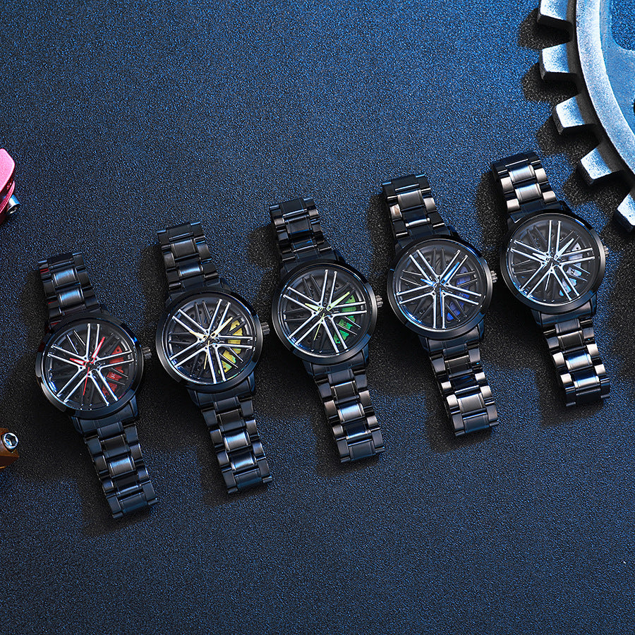 2025 new sports car wheel rotating watch - men's quartz watch with stylish car wheel design