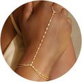 Amazon cross-border new arrival: stainless steel chain gold ring bracelet - fashionable, versatile, unique, exquisite finger chain for women