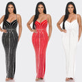 C6761 cross-border   fashion women's solid color bandeau hotfix rhinestone cami maxi dress
