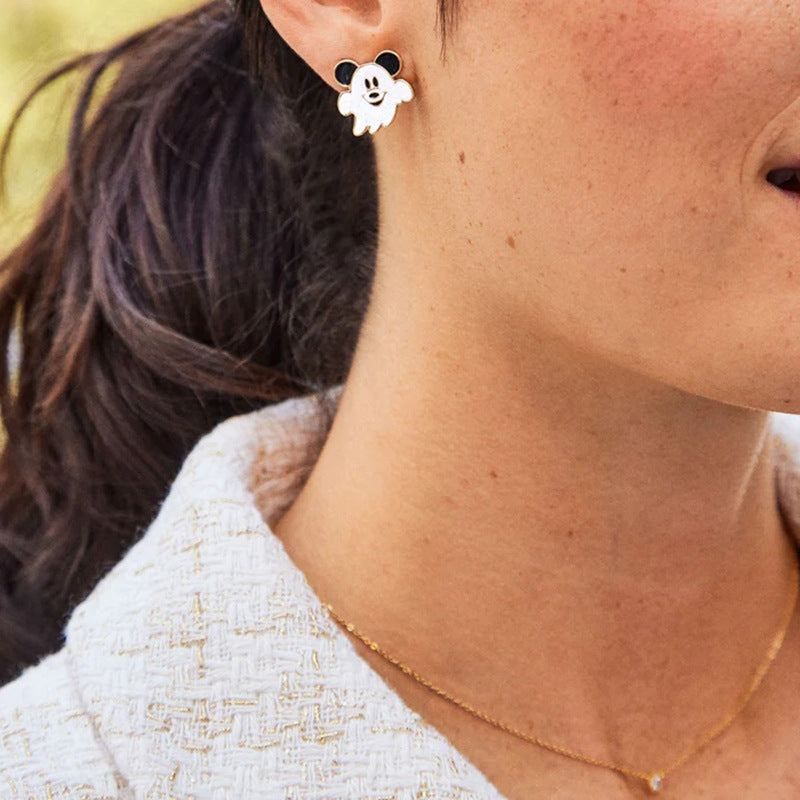 Halloween oil drop earrings wholesale european and american cross-border jewelry little monster diamond-encrusted pumpkin earrings witch mask earrings