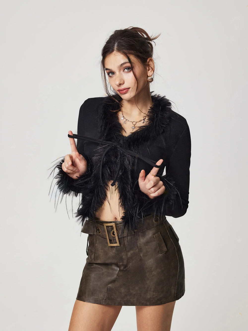Pre-sale-53726# cross-border foreign trade women's fashion ins stuffed v neck short cardigan tops
