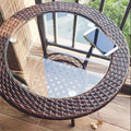 Minimalist balcony leisure storage small round table mini rattan woven tempered glass coffee table round small coffee table set