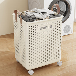 Foldable dirty clothes hamper - portable, multi-functional, hollowed-out laundry basket with wheels for home, bathroom, and balcony storage