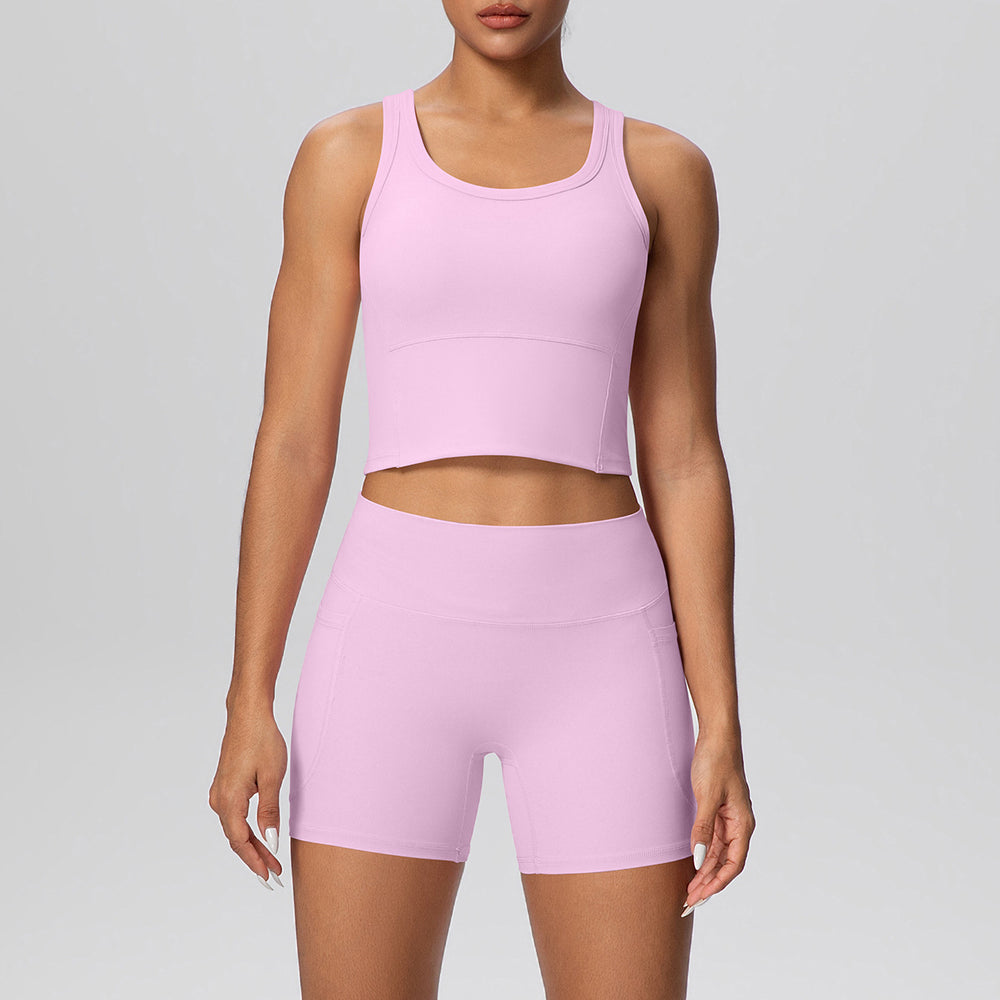 Cloud-feel quick-dry outdoor casual yoga set - high-waisted, butt-lifting, pocketed, sports bra and leggings two-piece running & fitness outfit