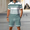 hot-selling men's polo shirt set, new summer two-piece casual short-sleeve and shorts set, dropshipping available
