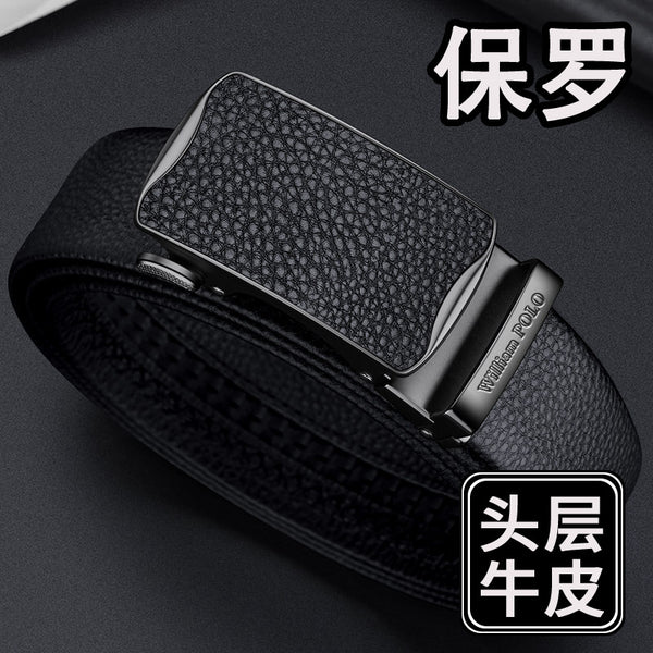 Emperor Paul Belt Men's Leather Automatic Buckle Belt Men's Young People's Business Casual Pants Belt Wholesale Hair