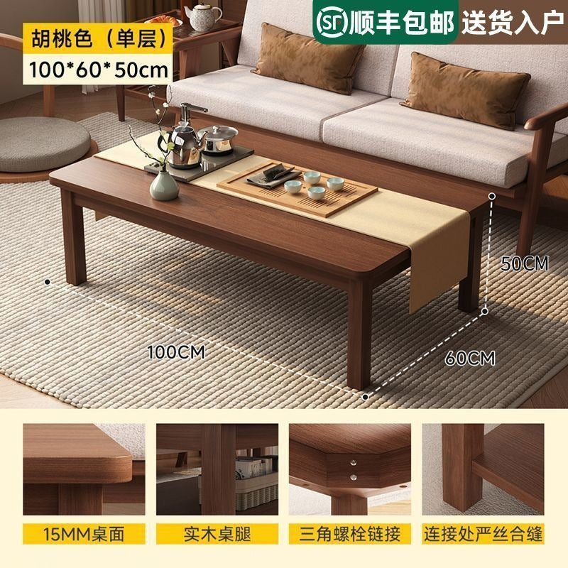 Double-layer coffee table, home living room, rectangular dining table, small apartment tea table, rental house, office reception tea table