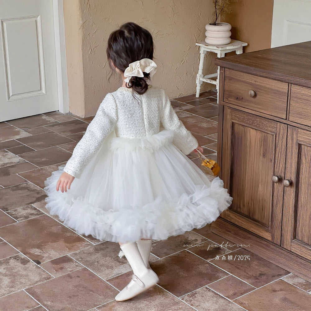 Girls' dress  autumn sweet & stylish little girl long sleeve first birthday party dress princess dress trendy skirt