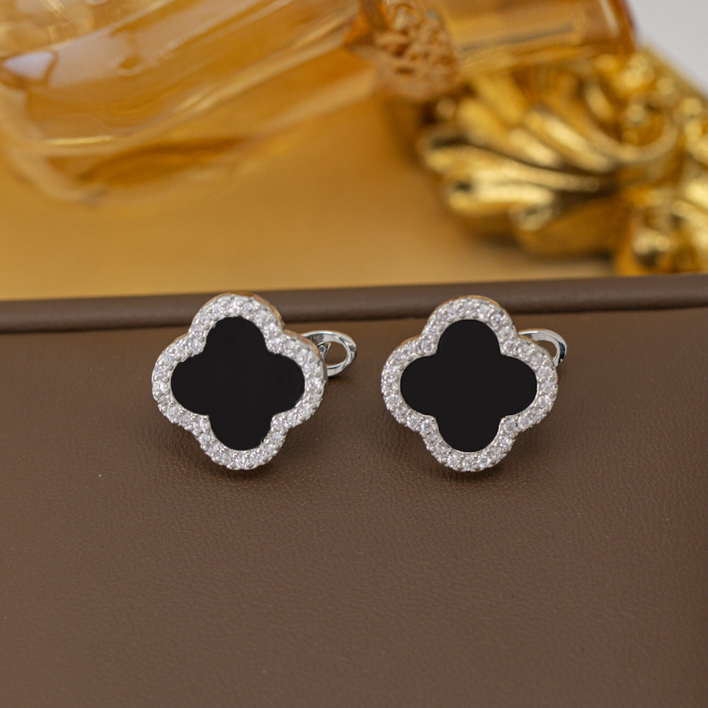 fashion elegant four-leaf clover earrings personalized zircon flower classy earrings niche styleaccessible luxurynew arrival earrings