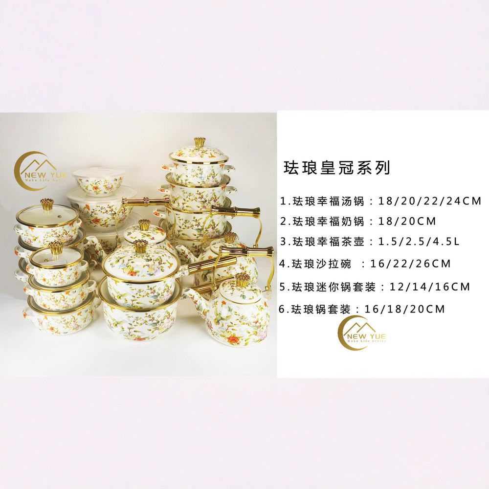 hot-selling thousands of beauties, flowers, birds and fragrant roses 20/24/30cm enamel soup pot