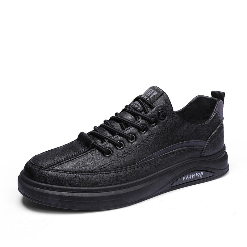 Spring men's shoes 2026 new men's sports casual leather shoes student board shoes black autumn and winter chef labor protection shoes men