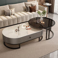Slate oval coffee table for home living roomaccessible luxury moderncasual small apartment tea table 2024new arrival combination