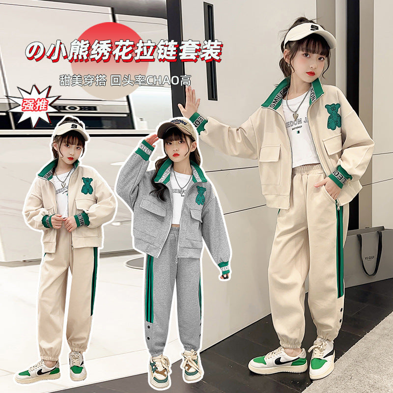 Girls' spring/autumn sweatshirt  set - stylish and trendy casual outfit for big girls and kids - autumn fashion