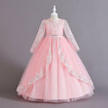 New arrival: long-sleeved sequin & lace trimmed children's formal dress - perfect for flower girls, princess parties, and christmas! girl's dress