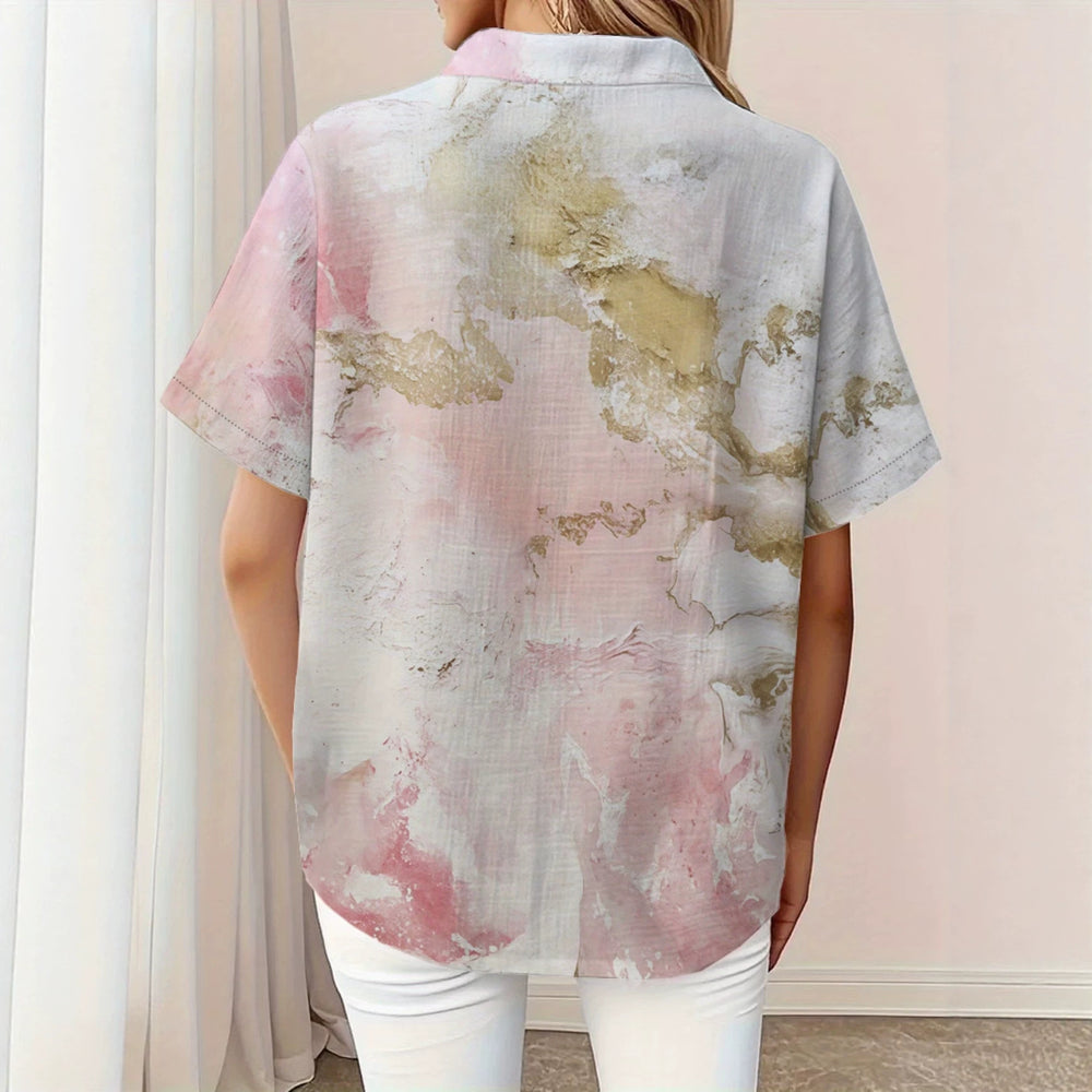wholesale women's short-sleeved shirts, trendy shirt with hot-selling cross-border print designs, dropshipping available