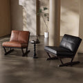 Solid wood single sofa chair living room ash wood table and chair frame oil wax leather casual chair b&b stacking stool solid wood