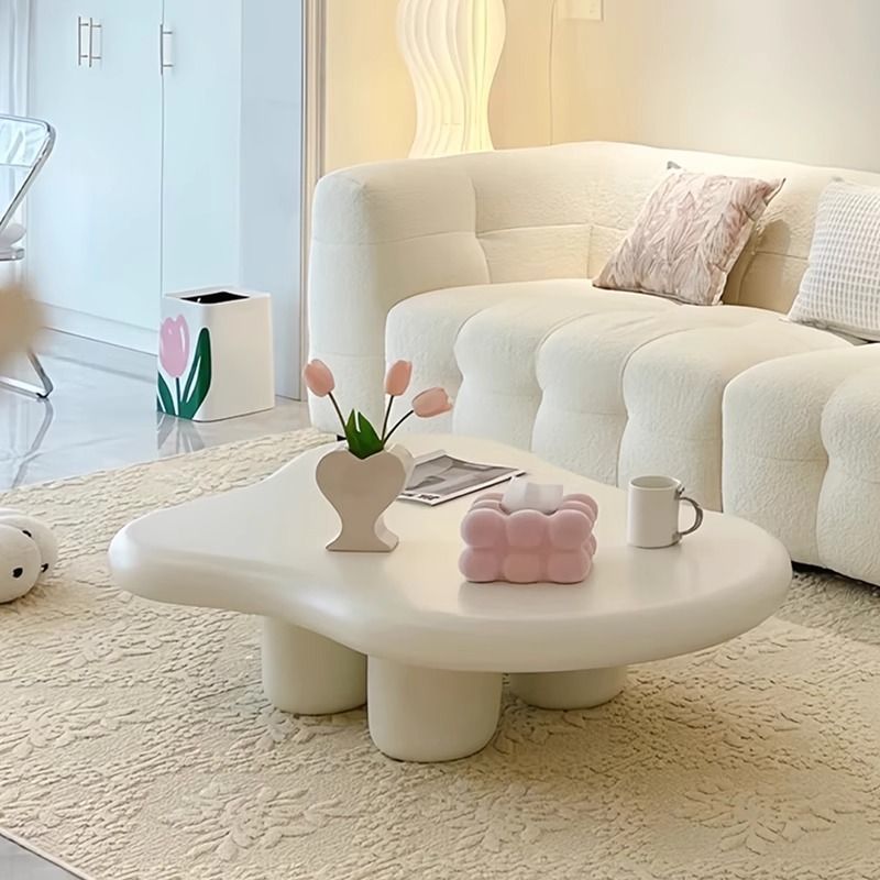Influencer-approved cream cloud coffee table: nordic-style, space-saving, irregular shaped tea table for modern minimalist home decor and homestays