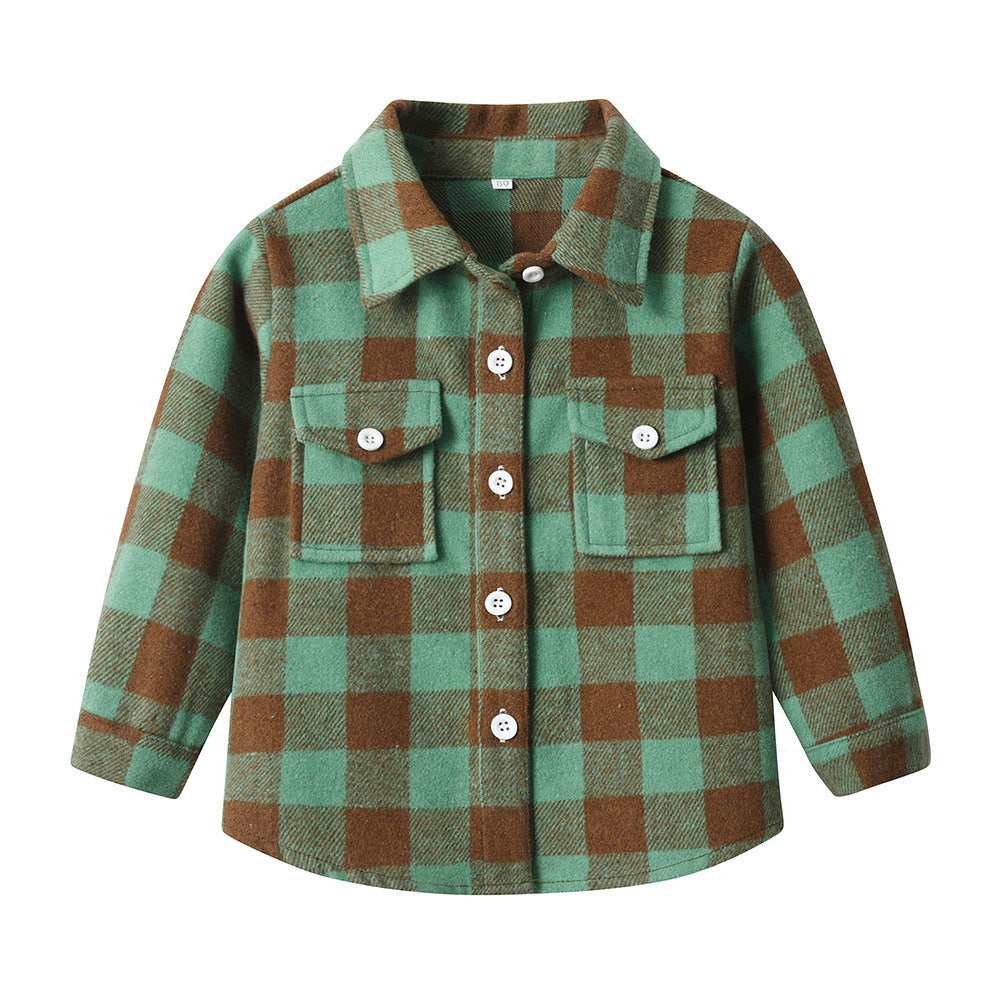 New spring/autumn boys' plaid shirt, preppy style cotton top, kids' plaid shirt, long-sleeved shirt for boys and girls
