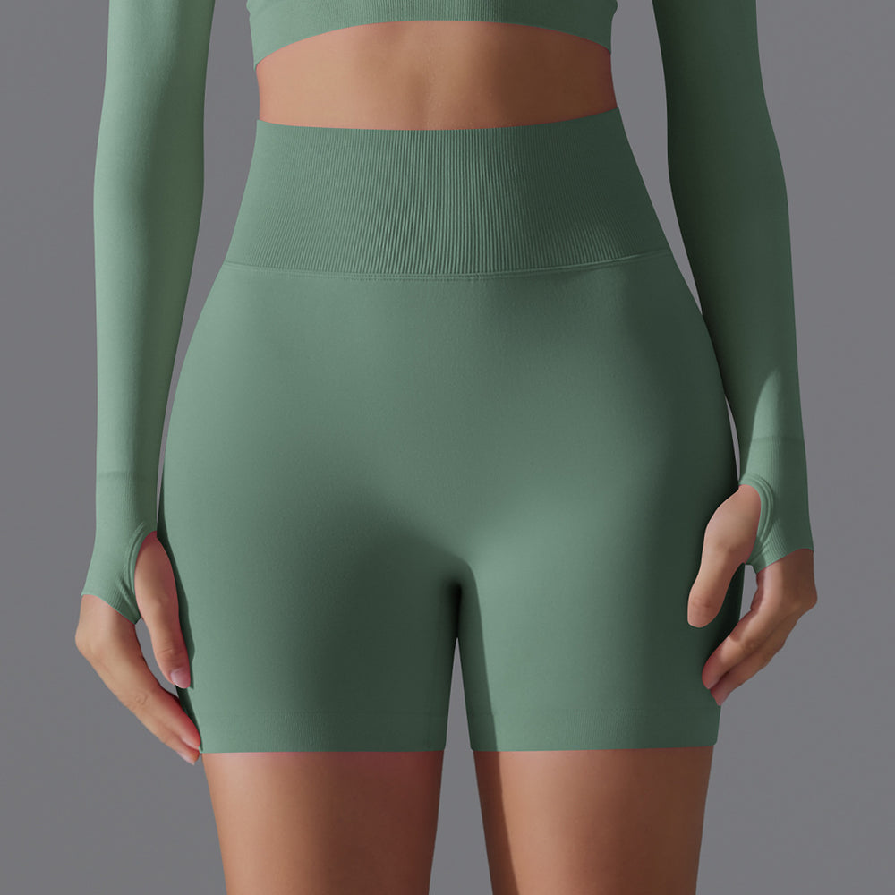 European and american seamless yoga shorts - high waist, butt-lifting, compression shorts - breathable, quick-drying, running, sports, fitness, 3/4 length shorts