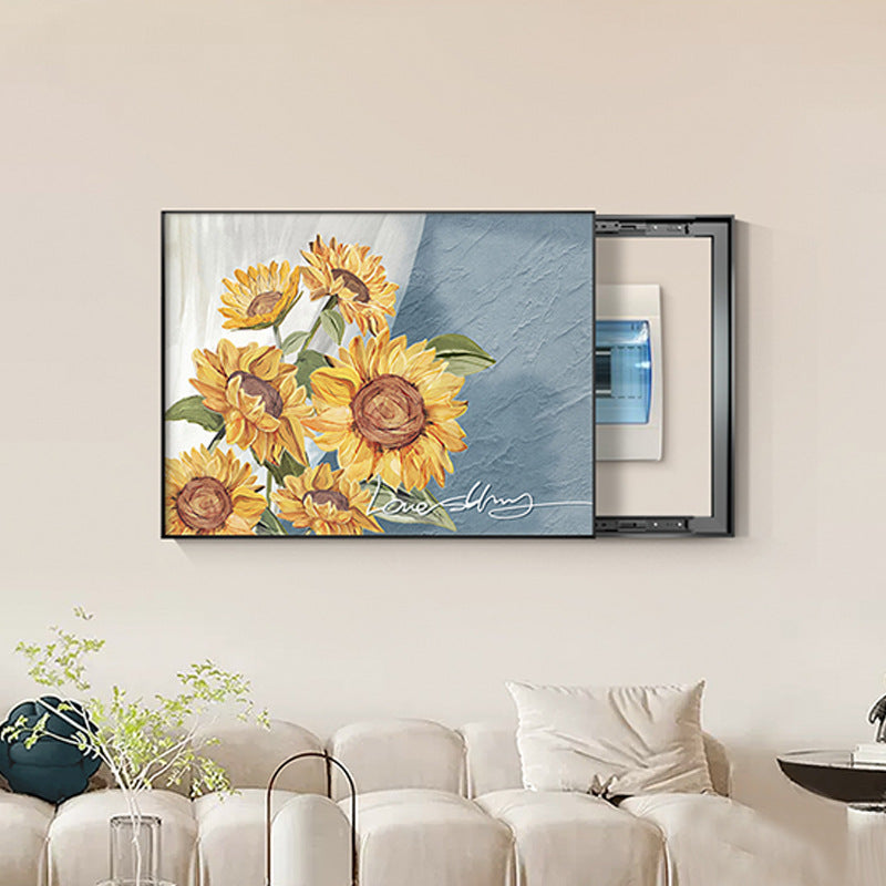 Nordic sunflower restaurant meter box decorative painting living room occlusion box power supply mural switch main switch box hanging painting