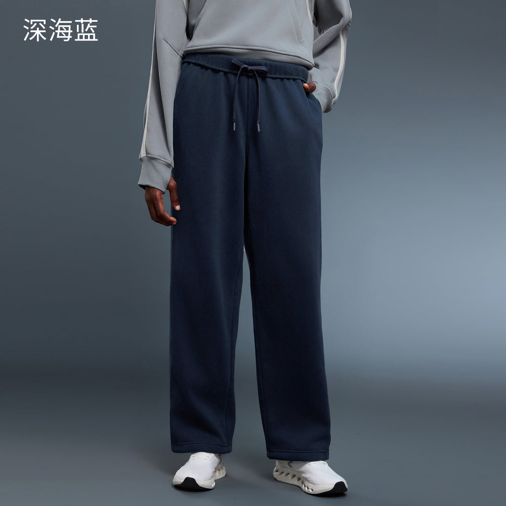 Fleece-lined casual pants - new autumn/winter collection - women's loose fit straight leg sports trousers - warm drawstring joggers - d25134