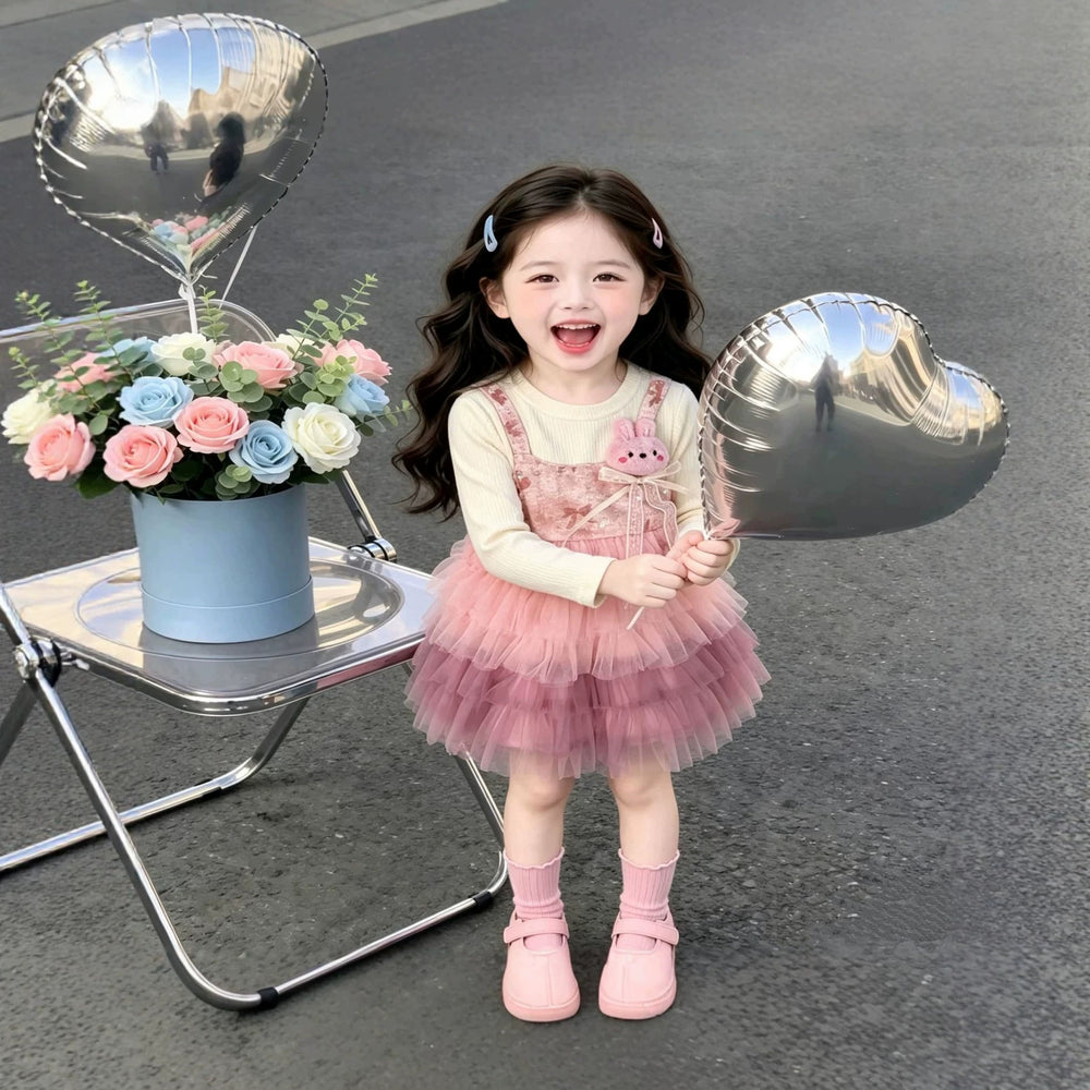 Baby girl long-sleeve dress,  new style, chic princess dress for girls, spring/autumn tulle tutu dress for children