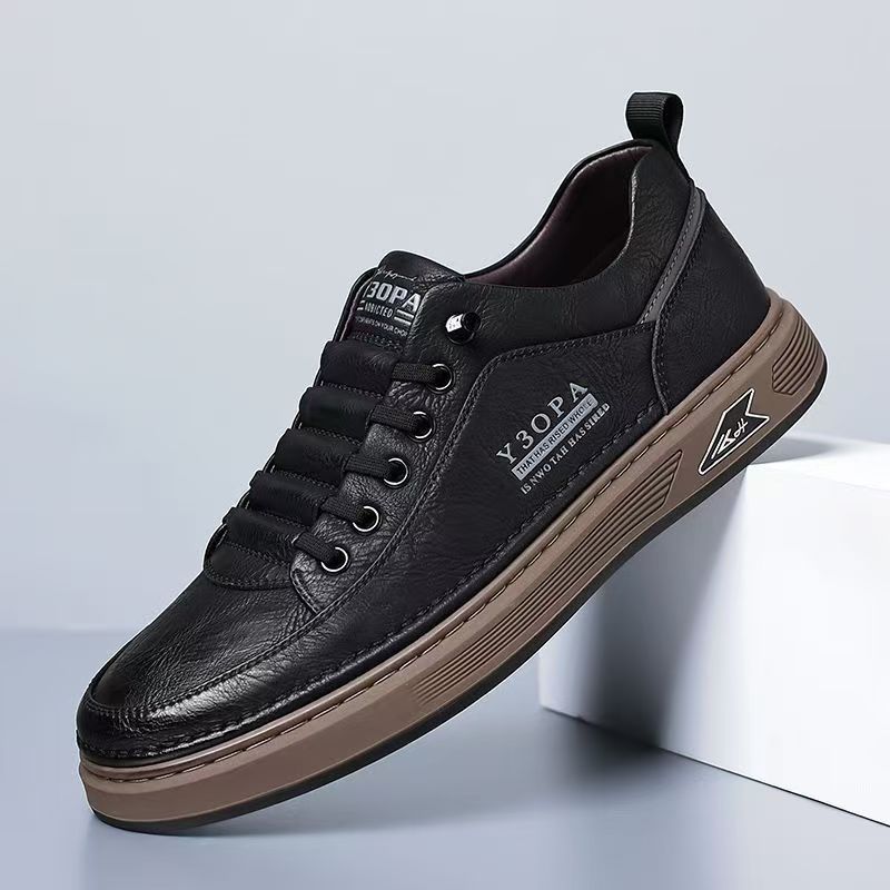 2025 spring new men's breathable white sneakers, trendy versatile chunky sole athletic shoes, casual skate shoes, fashion sneakers