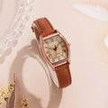 Wine barrel mirror minimalist alloy influencer live stream women's watch waterproof quartz casual square leather strap watch