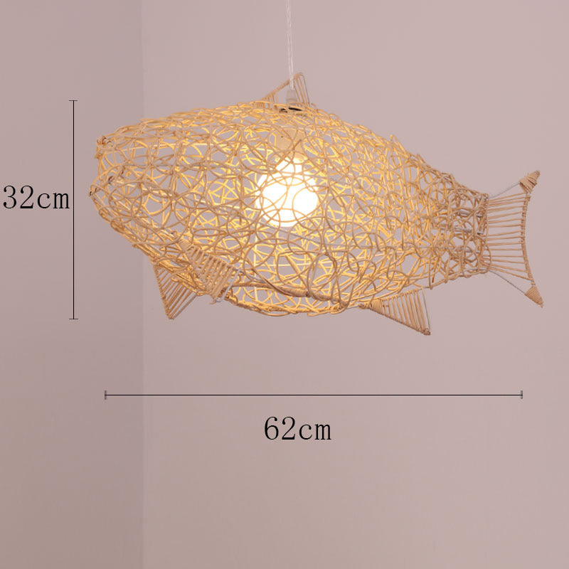 Vintage rattan straw hat chandelier rattan art round bird's nest Chinese pastoral hotel restaurant agritainment bed and breakfast straw hat lamp