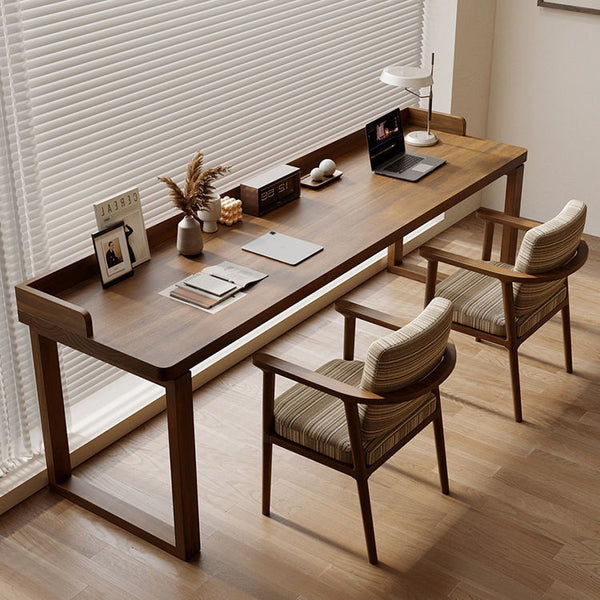 [During the event] Double solid wood desk against the wall, simple desk, American long retro light luxury student study table