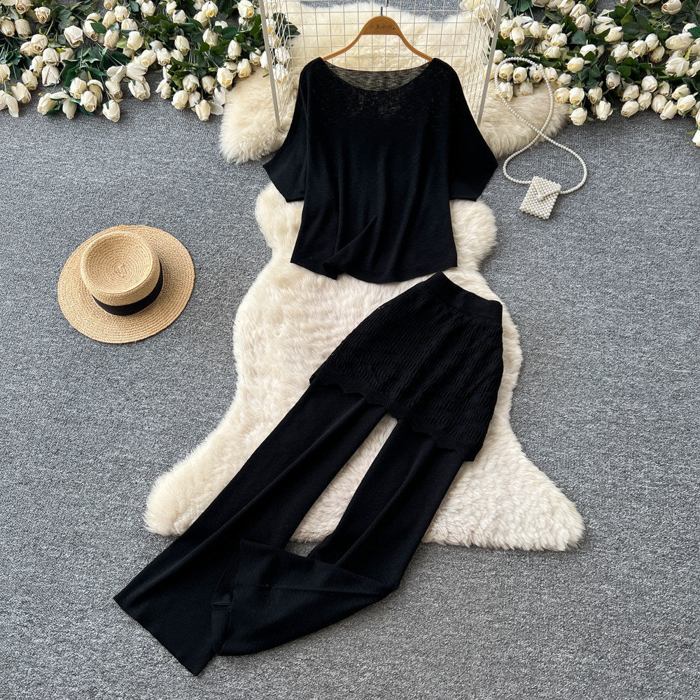 Korean style commute chic slim-fit tank top & wide-leg pants two-piece set - women's summer minimalist high-end elegant outfit