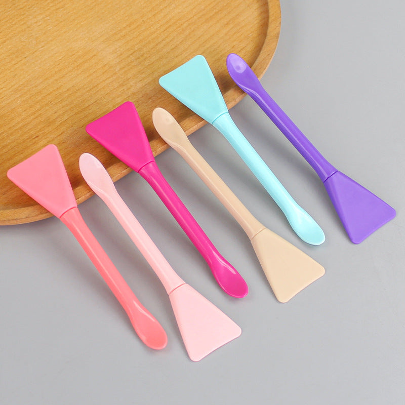 Beauty mask tool set with spatula, plastic silicone brush, dual-ended applicator, soft-tipped mask brush, individually packaged