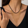 Tassel necklace wholesale european and american cross-border e-commerce foreign trade jewelry personalized exaggerated pendant niche rice bead clavicle chain for women